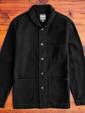 03-042 Dobby Sashiko Coverall Coat in Black