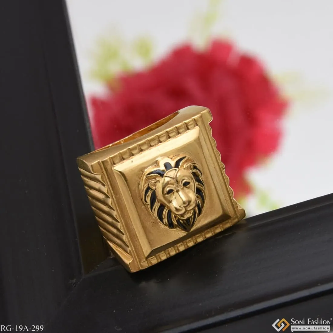 1 Gram Gold Forming Lion Face Attention-Getting Design Ring for Men - Style A299