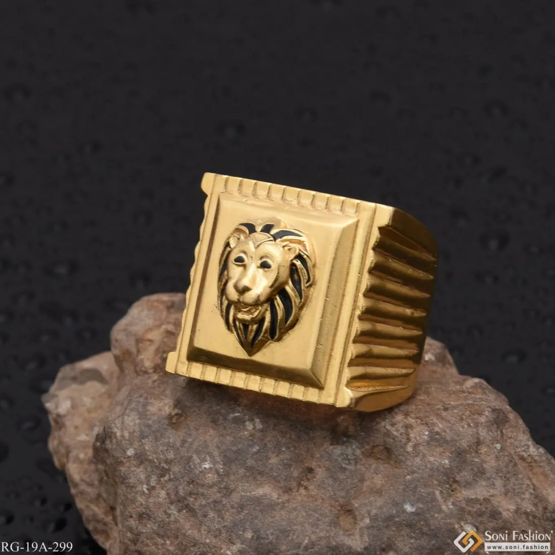 1 Gram Gold Forming Lion Face Attention-Getting Design Ring for Men - Style A299