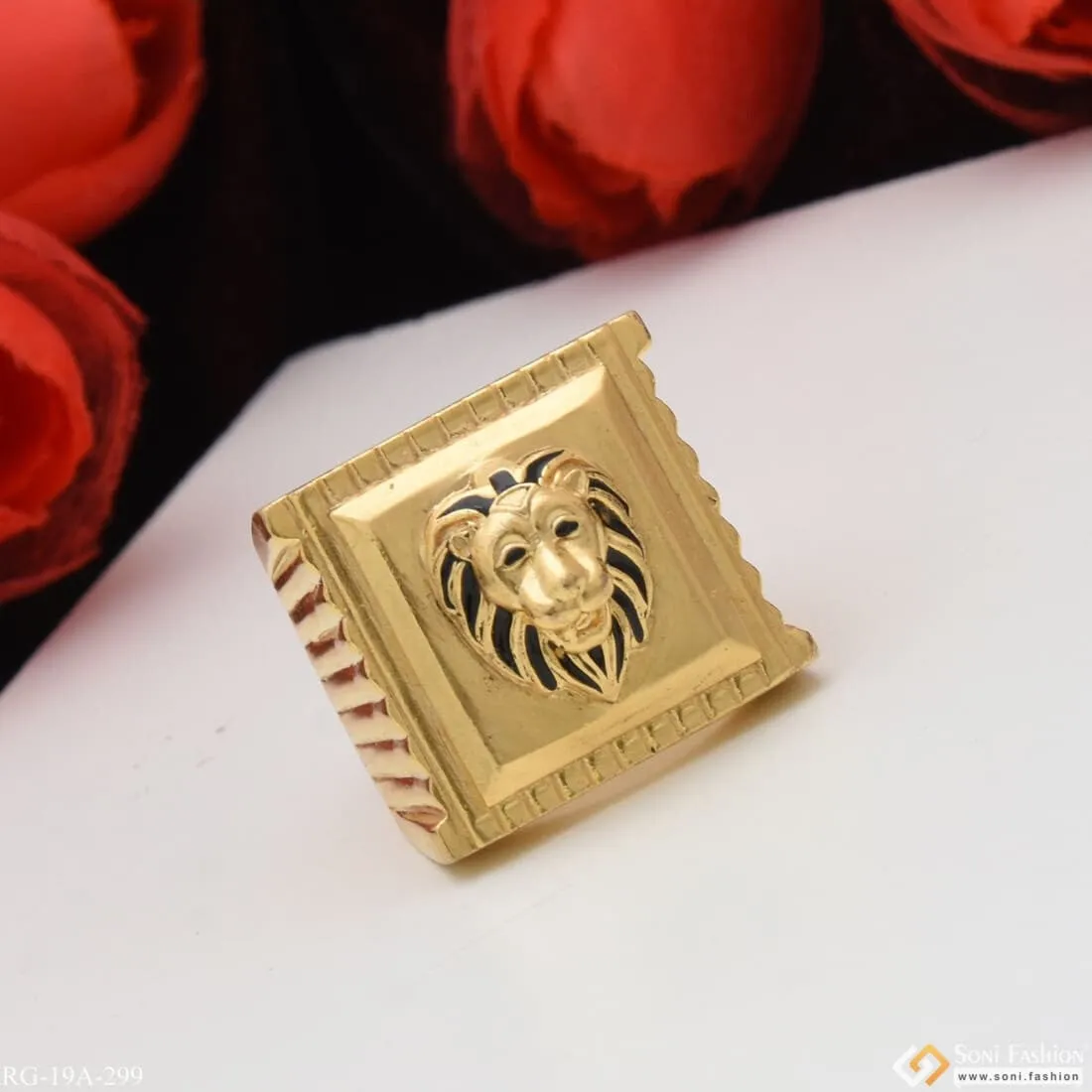 1 Gram Gold Forming Lion Face Attention-Getting Design Ring for Men - Style A299