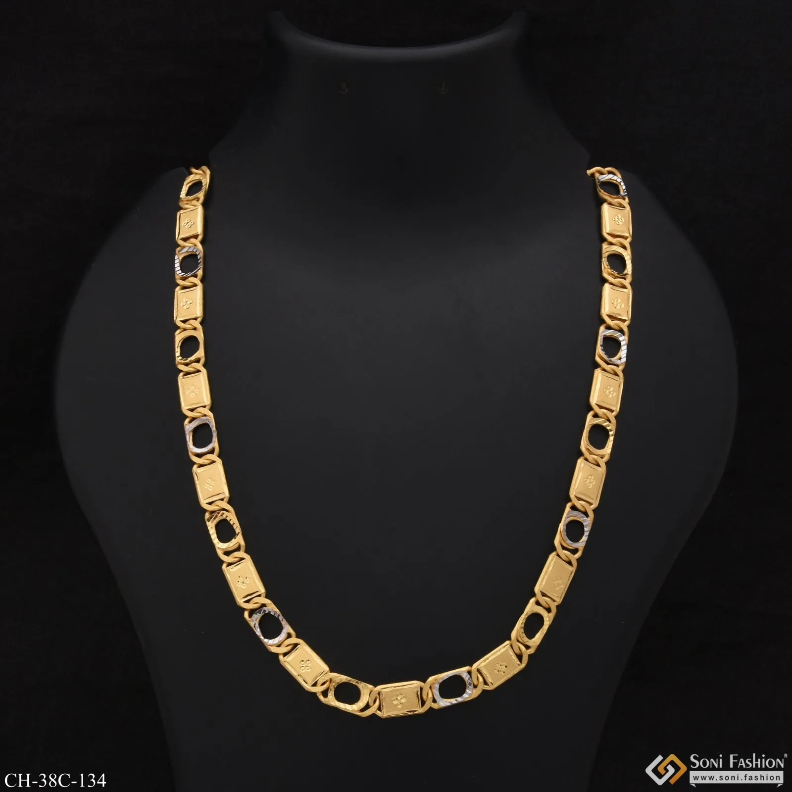 1 Gram Gold Forming Nawabi Fancy Design High-Quality Chain for Men - Style C134