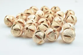 100 PCs Rose Gold Plated Carved Round Beads 6mm/8mm/10mm Diamond Cut For Jewelry Making