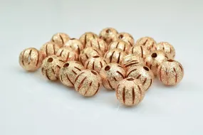 100 PCs Rose Gold Plated Carved Round Beads 6mm/8mm/10mm Diamond Cut For Jewelry Making