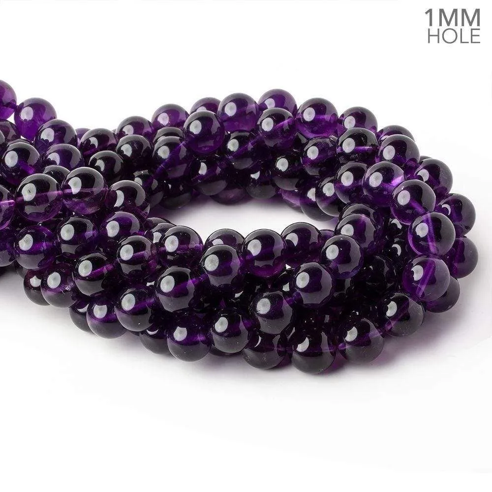 10mm Amethyst Quartz plain round beads 15 inch 37 pieces AAA 1mm Hole