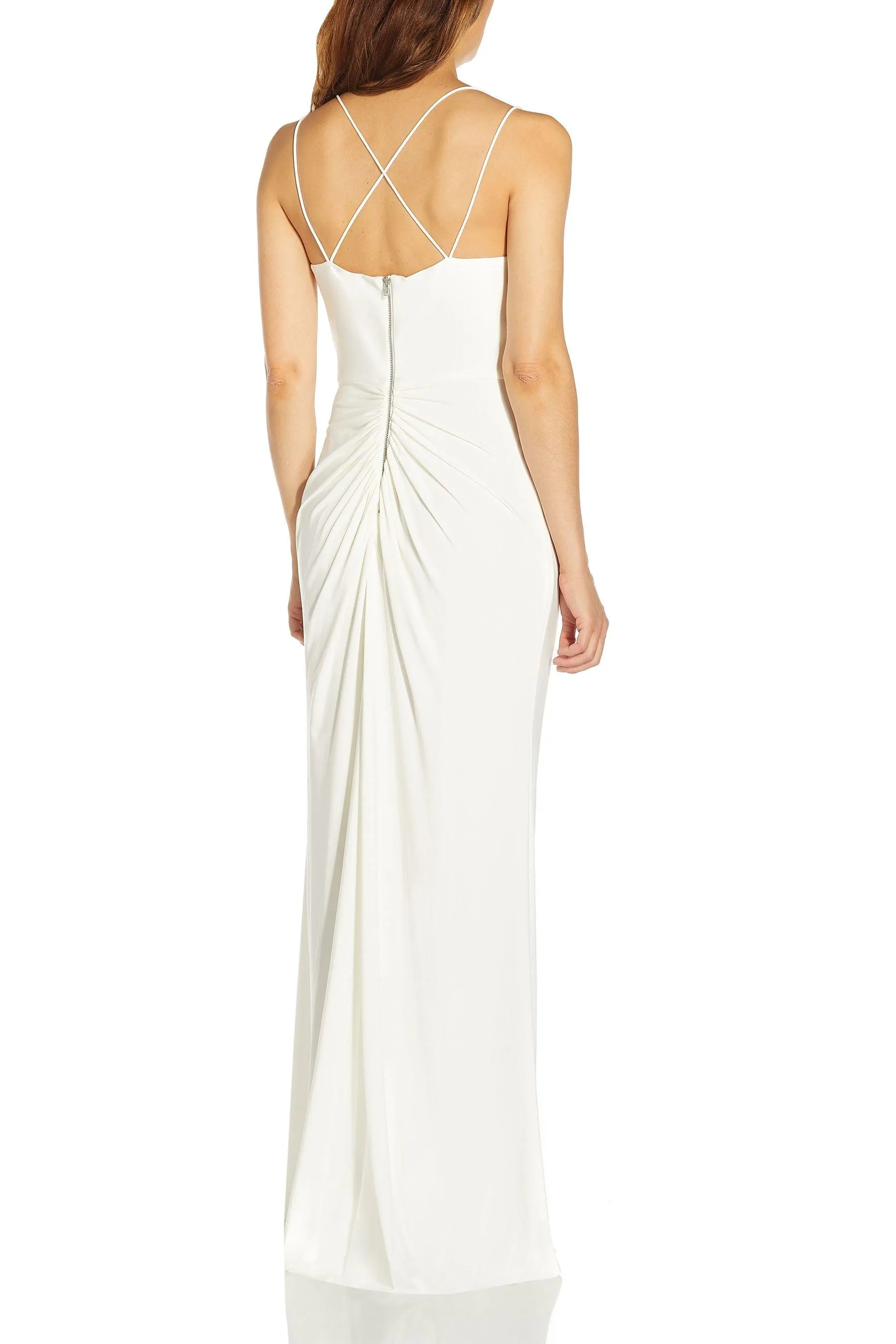 Adrianna Papell AP1E204233 Long Spaghetti Straps Wedding Dress