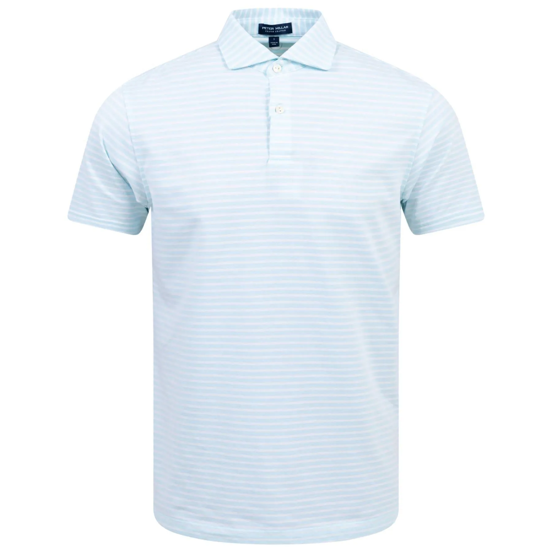 Albatross Cotton Blend Stripe Pique Polo Iced Aqua - SS24