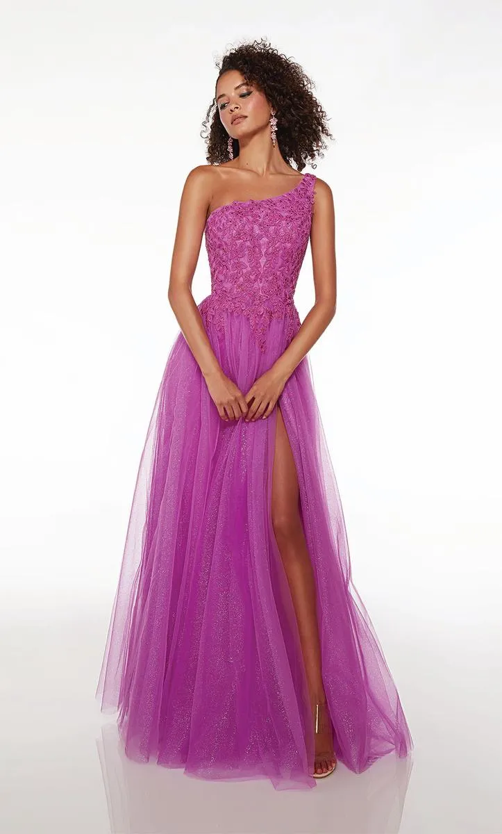 Alyce One Shoulder Lace Prom Dress 61624