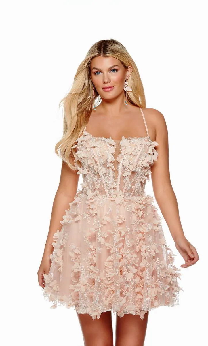 Alyce Paris 3D Floral Corset Homecoming Dress 3171