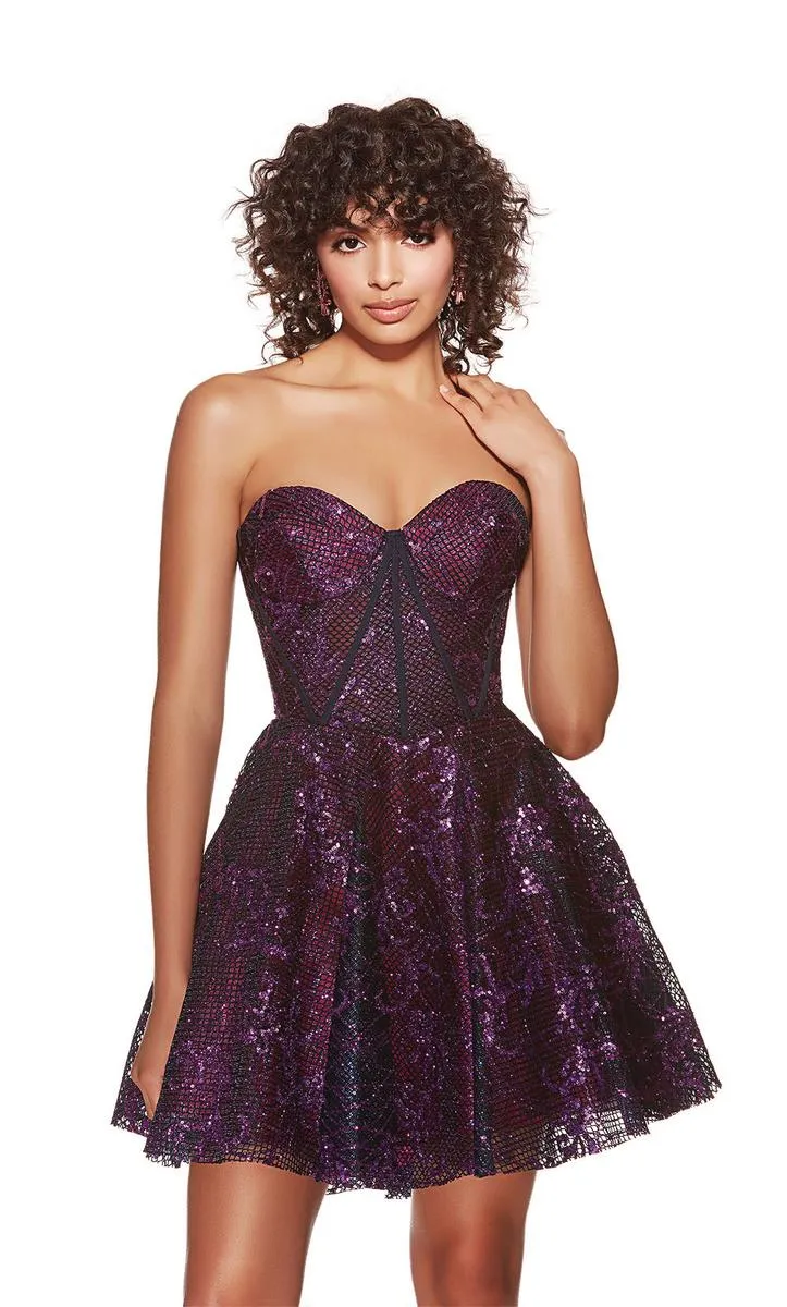 Alyce Paris Glitter Tulle Homecoming Dress 3770