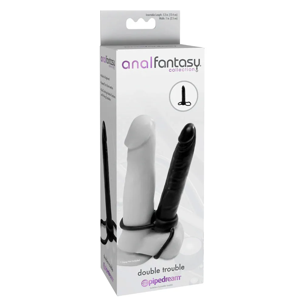 Anal Fantasy Collection Double Trouble DP Cock & Ball Ring Dildo