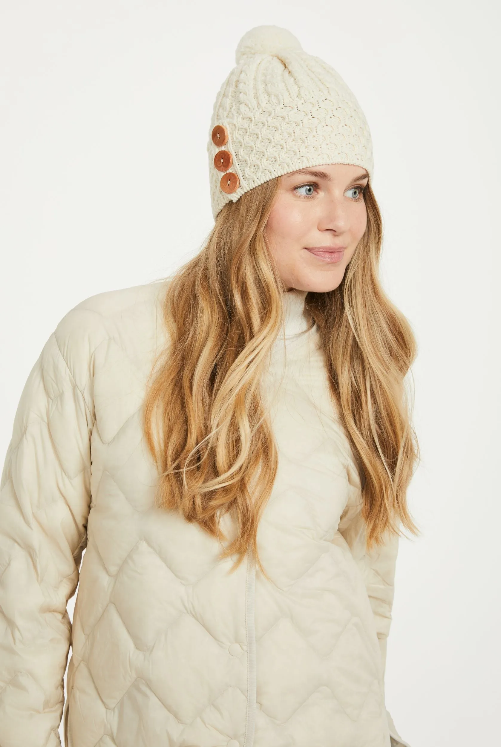 Aran Button Hat | Natural