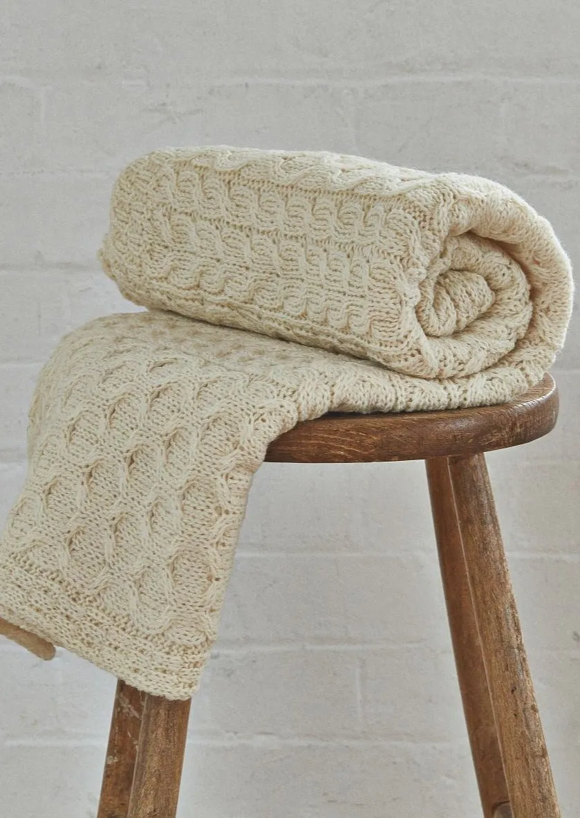 Aran Honeycomb Pure Wool Throw