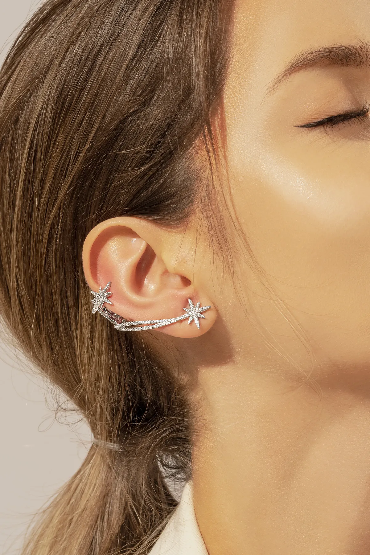 Asymmetric Double Météorites Ear Cuff