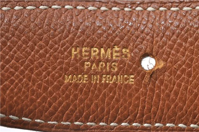 Auth HERMES Constance Ladies Leather Belt Size 68cm 26.8" Black Brown Box 3136D