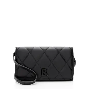 Balenciaga Quilted Calfskin B Phone Holder Crossbody (SHF-wF8OTg)