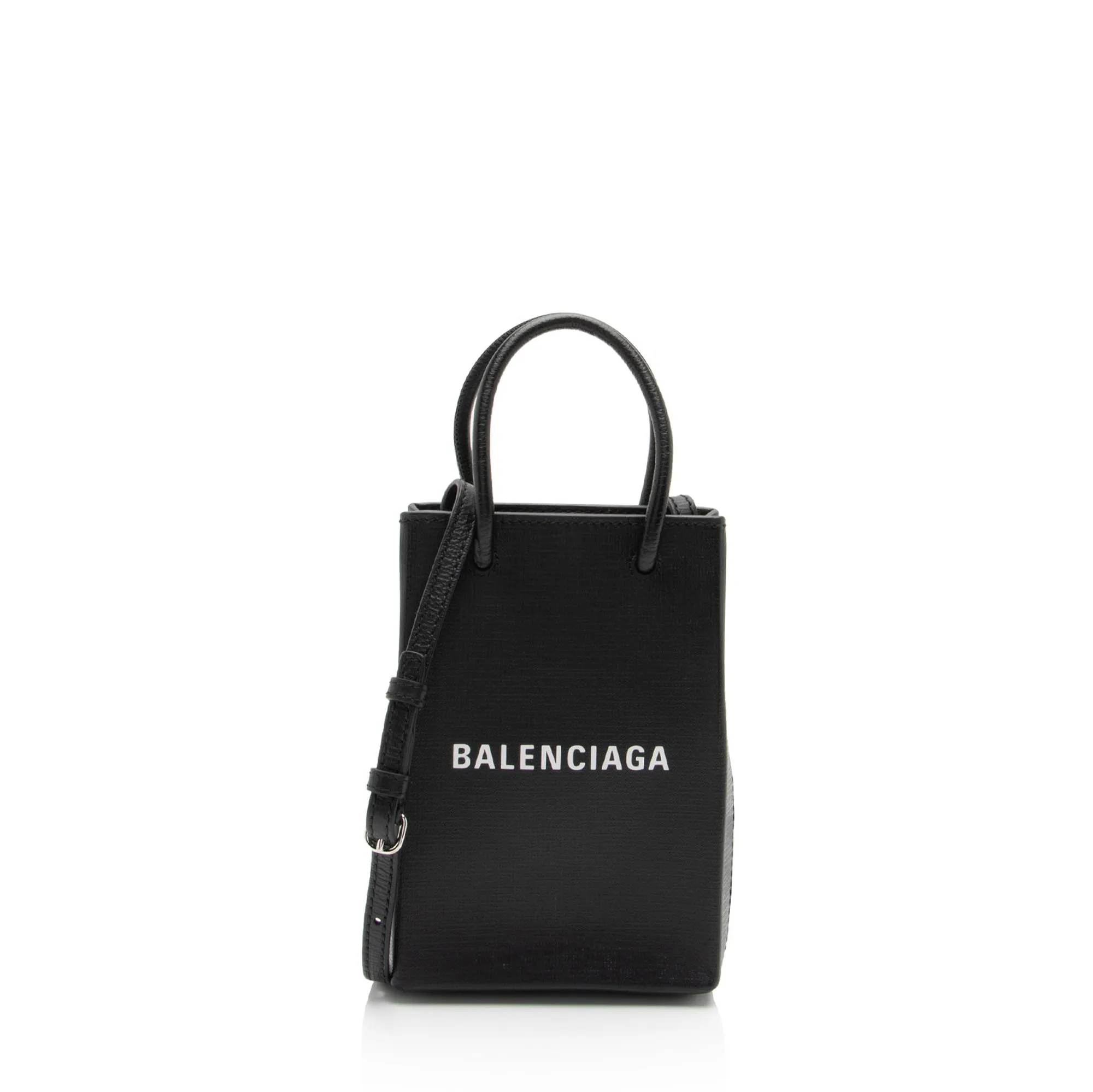 Balenciaga Textured Calfskin Phone Holder Crossbody (SHF-vPnMbh)