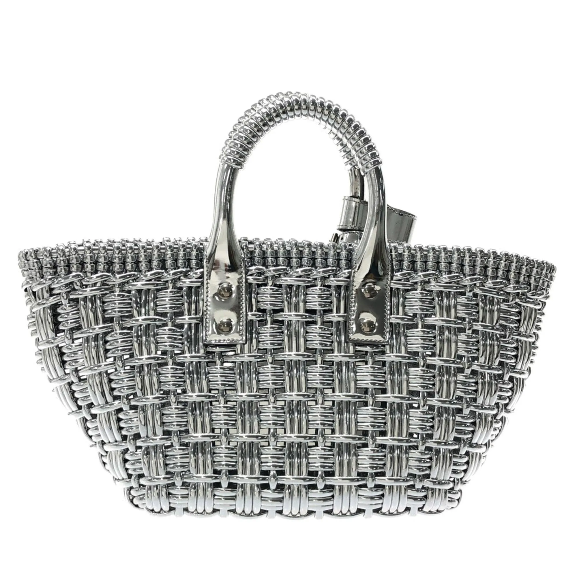 Balenciaga XS Mettalic Woven Bistrot Panier Tote (SHG-iHAY00)