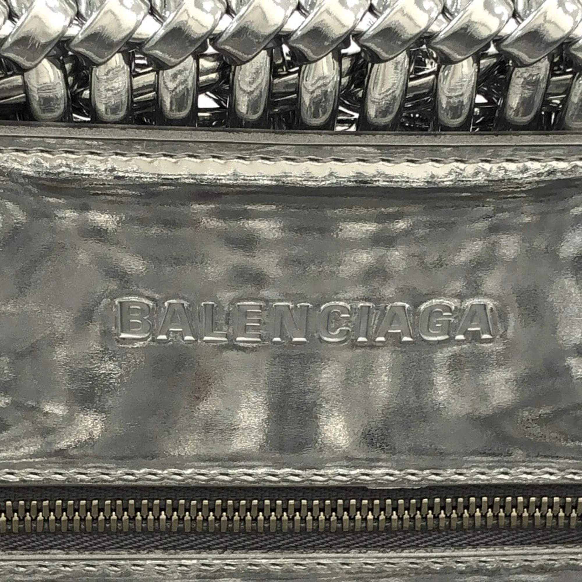 Balenciaga XS Mettalic Woven Bistrot Panier Tote (SHG-iHAY00)