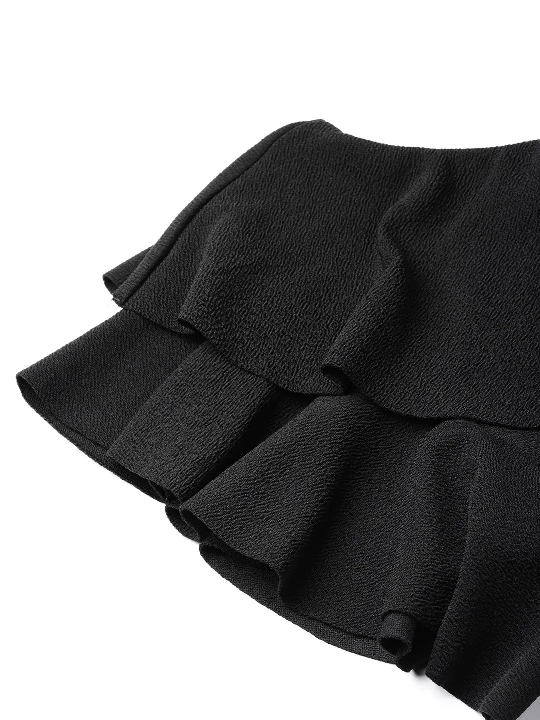 Black One Shoulder Ruffle Top