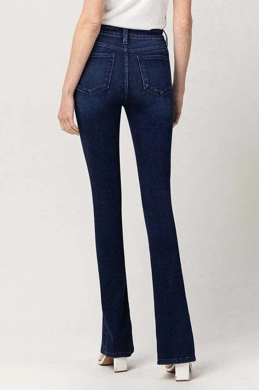 Bottom Split High Rise Slim Straight Jeans