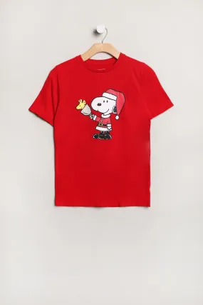 Boys' Peanuts Snoopy And Woodstock Santa Outfit Graphic Classic Tee