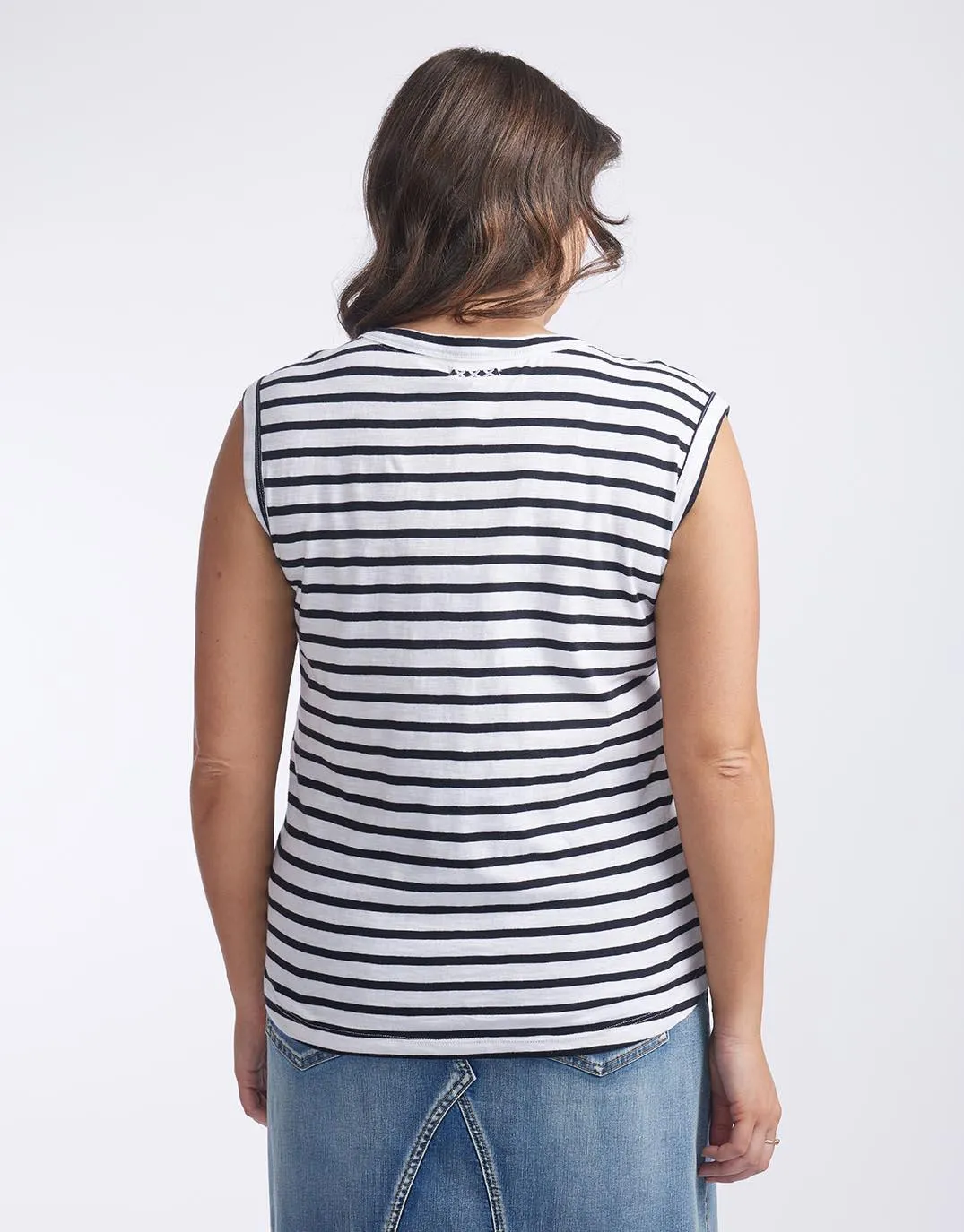 Cali Tank Top - Black/White Stripe