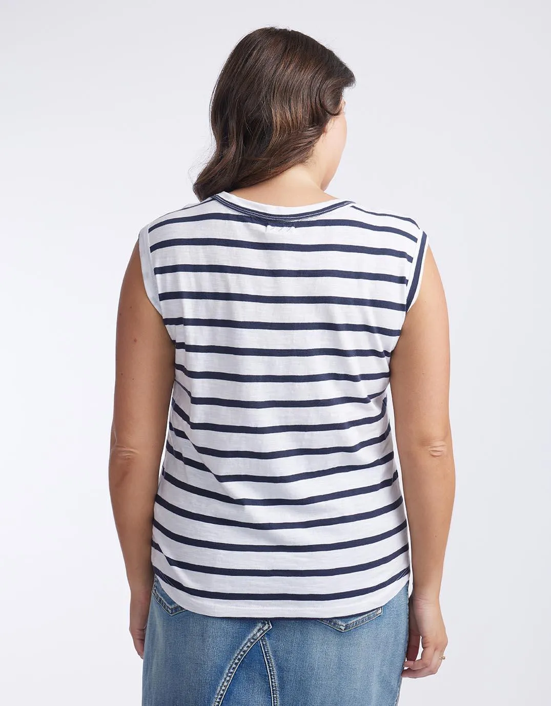 Cali Tank Top - Navy/White Stripe