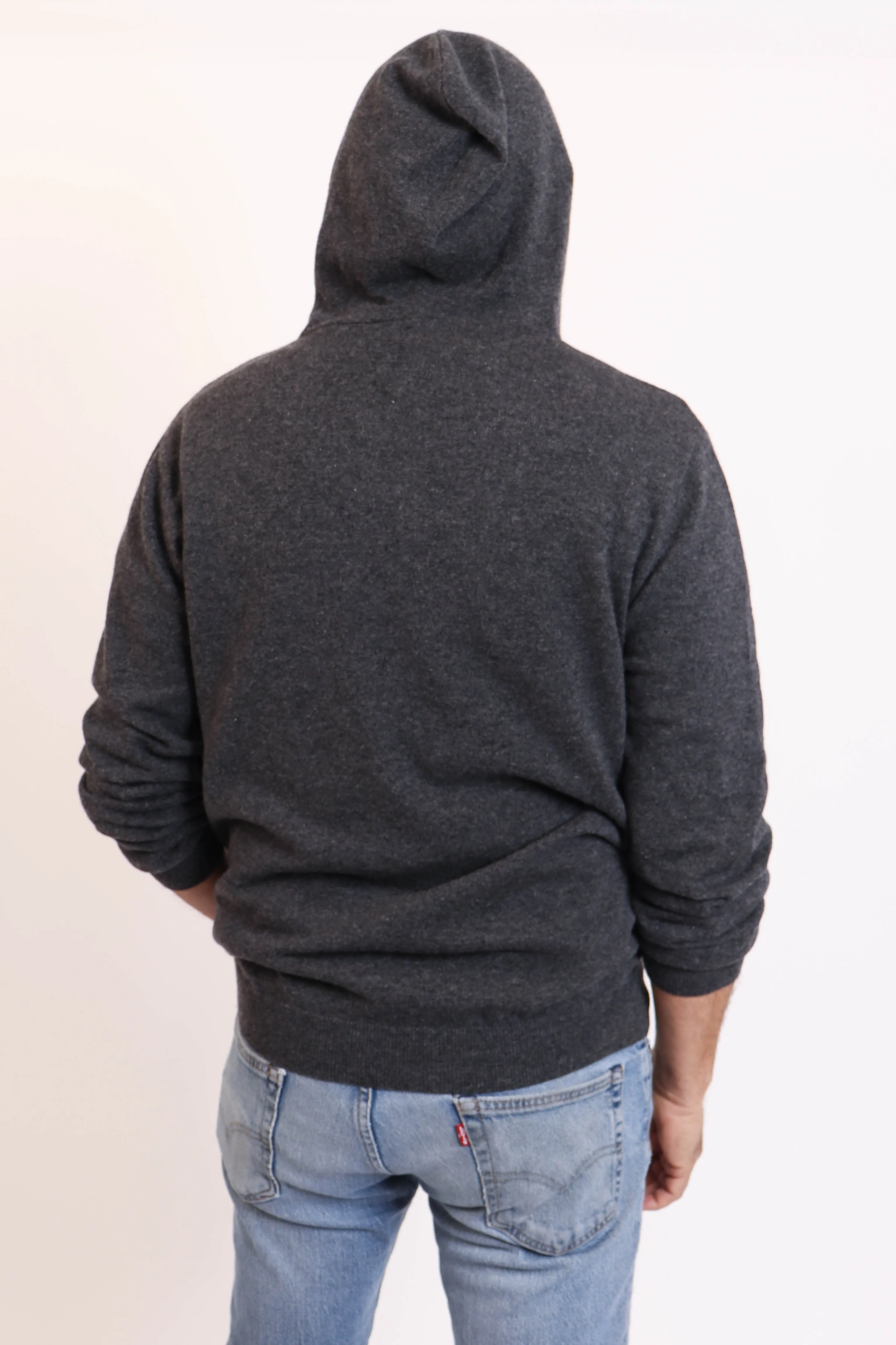 Charcoal Men's Cashmere Zip-Up Hoodie