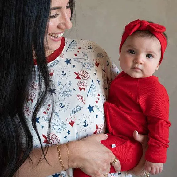 Crimson Red | Ribbed Bamboo Zip Romper