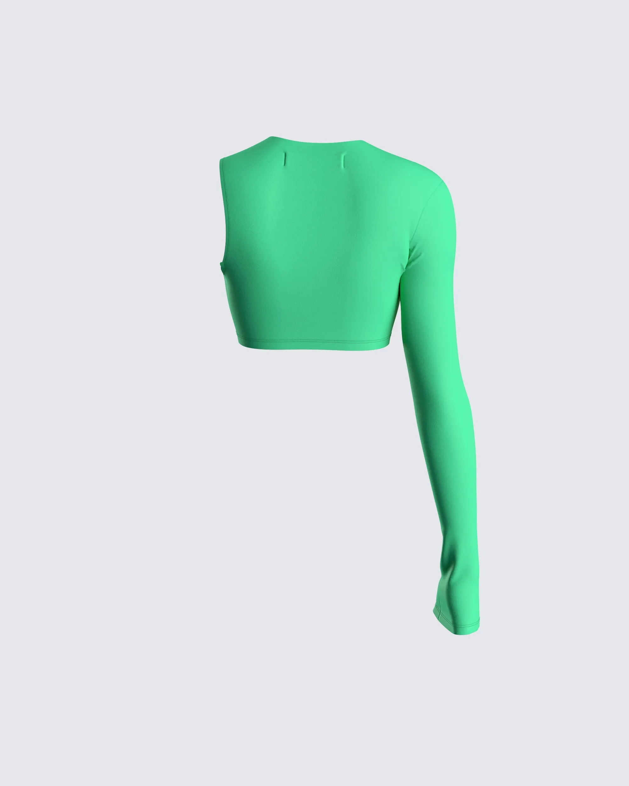 Domino Green Jersey Asymmetric Top