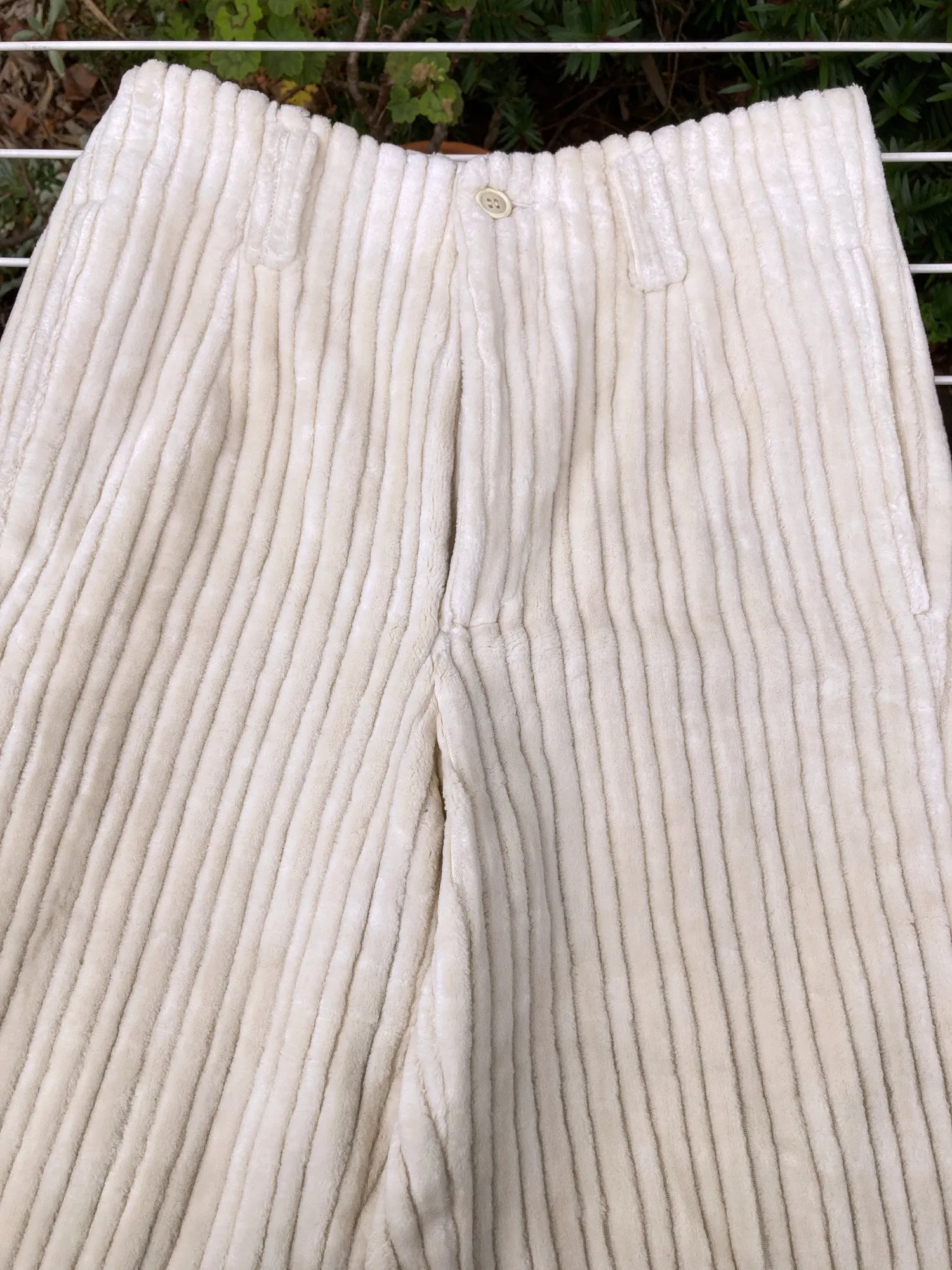 Domon cream cotton wide wale corduroy trousers - M S