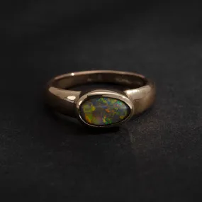 Ellipse Asymmetric Ring, Crystal Opal, 9kt Yellow Gold