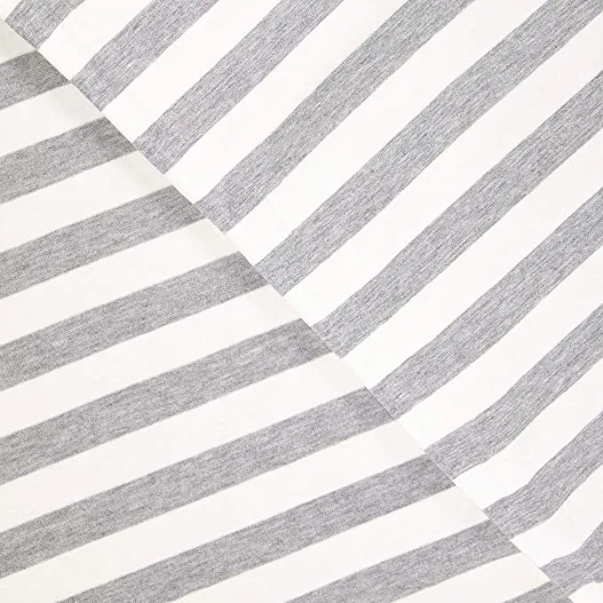 FabricLA Rayon Spandex Jersey Knit Fabric 1" Stripes - 58/60" Inches (150 CM) Wide by The Yard - 4 Way Stretch Fabric - Light to Medium Fabric 220 GSM - (Cream, Grey)