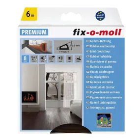 Fix-O-Moll D Profile Self Adhesive Weather Strip Brown 6 Meter