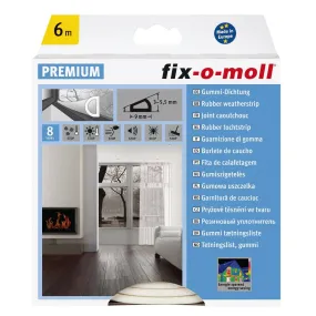 Fix-O-Moll D Profile Self Adhesive Weather Strip White 6 Meter