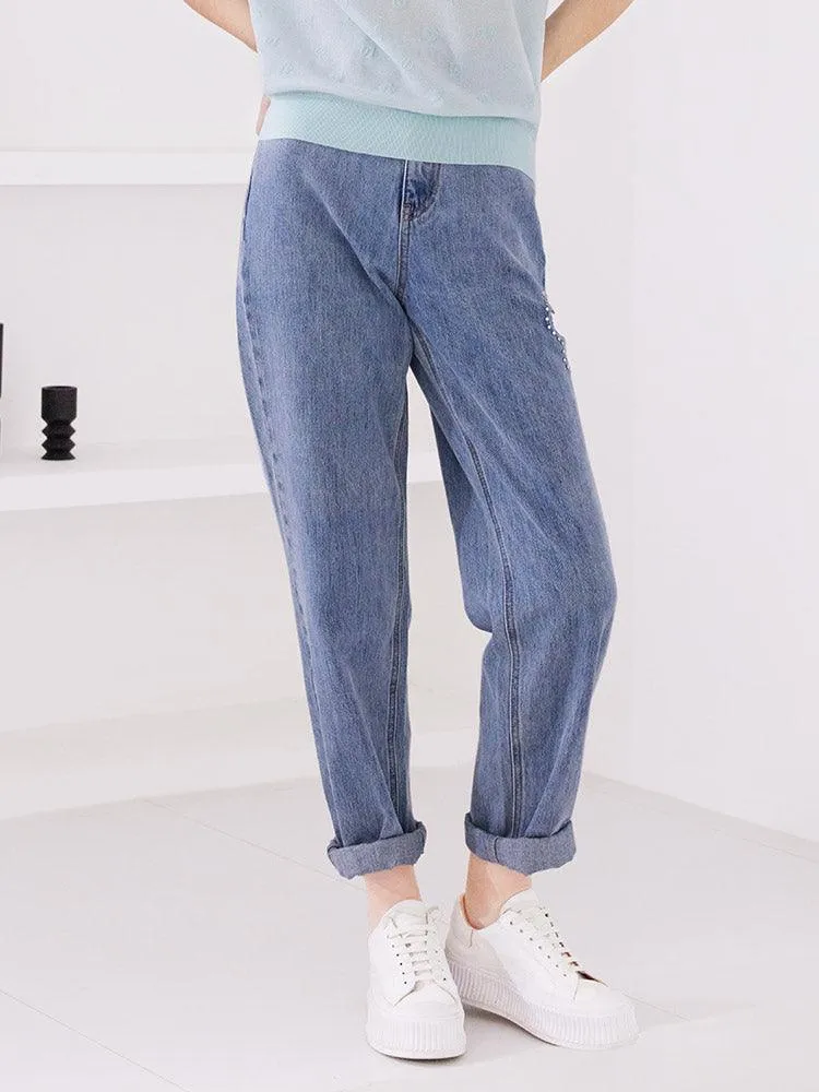 Floral Shape Hole Jeans