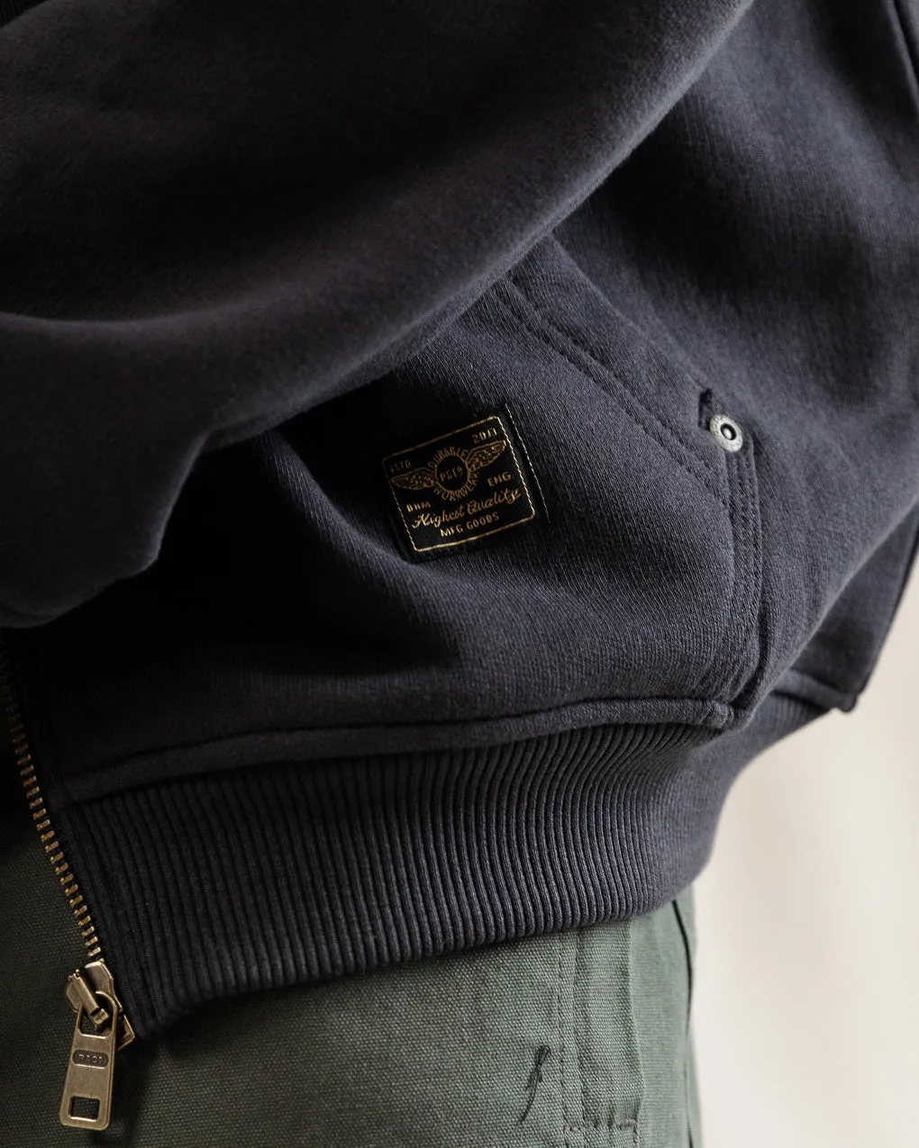 Full Zip Workwear Hoodie - Heavy Washed Black