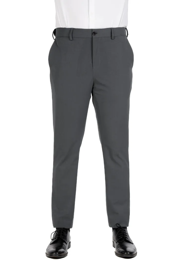 Grey Water Repellant Slim Fit Formal Pants