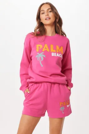 Hot Pink Palm Beach Jet Setter Surf Wash Crewneck