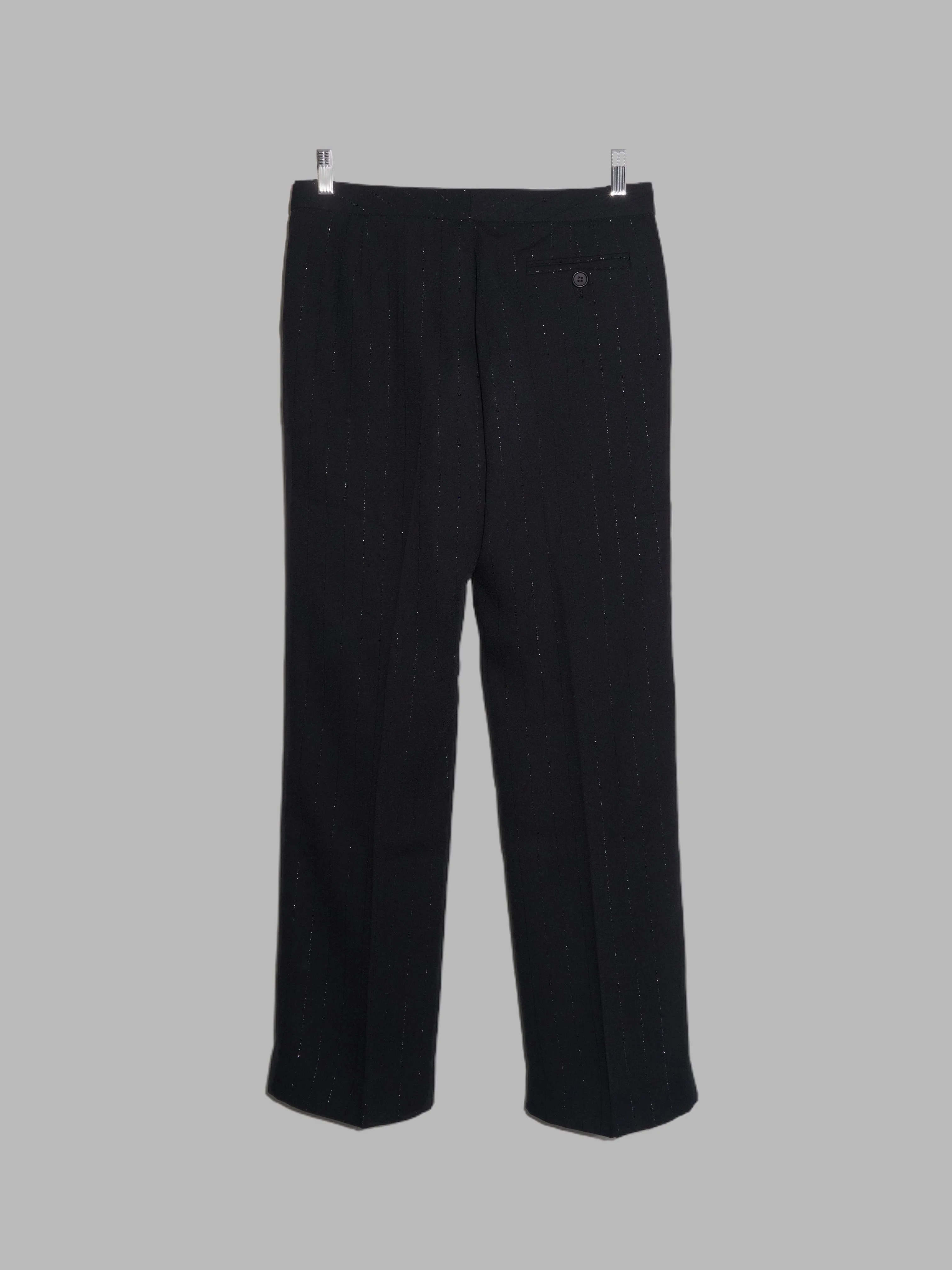 Jean Colonna black polyester trousers with lamé stripe - size 40