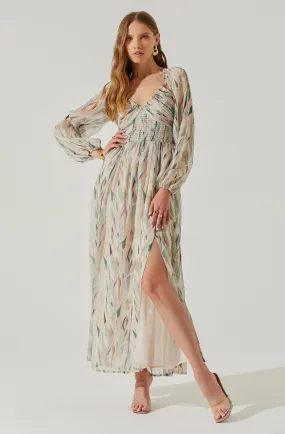 Jessamy Tie Neck Open Back Long Sleeve Maxi Dress