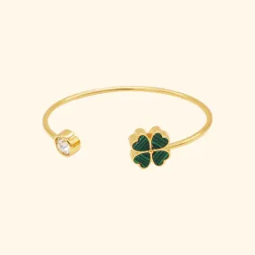 Malachite Clover Lux Crystal Bangle