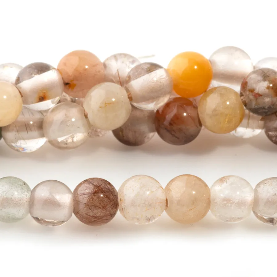 Mixed Lodalite Quartz 6mm Round - Large Hole Beads