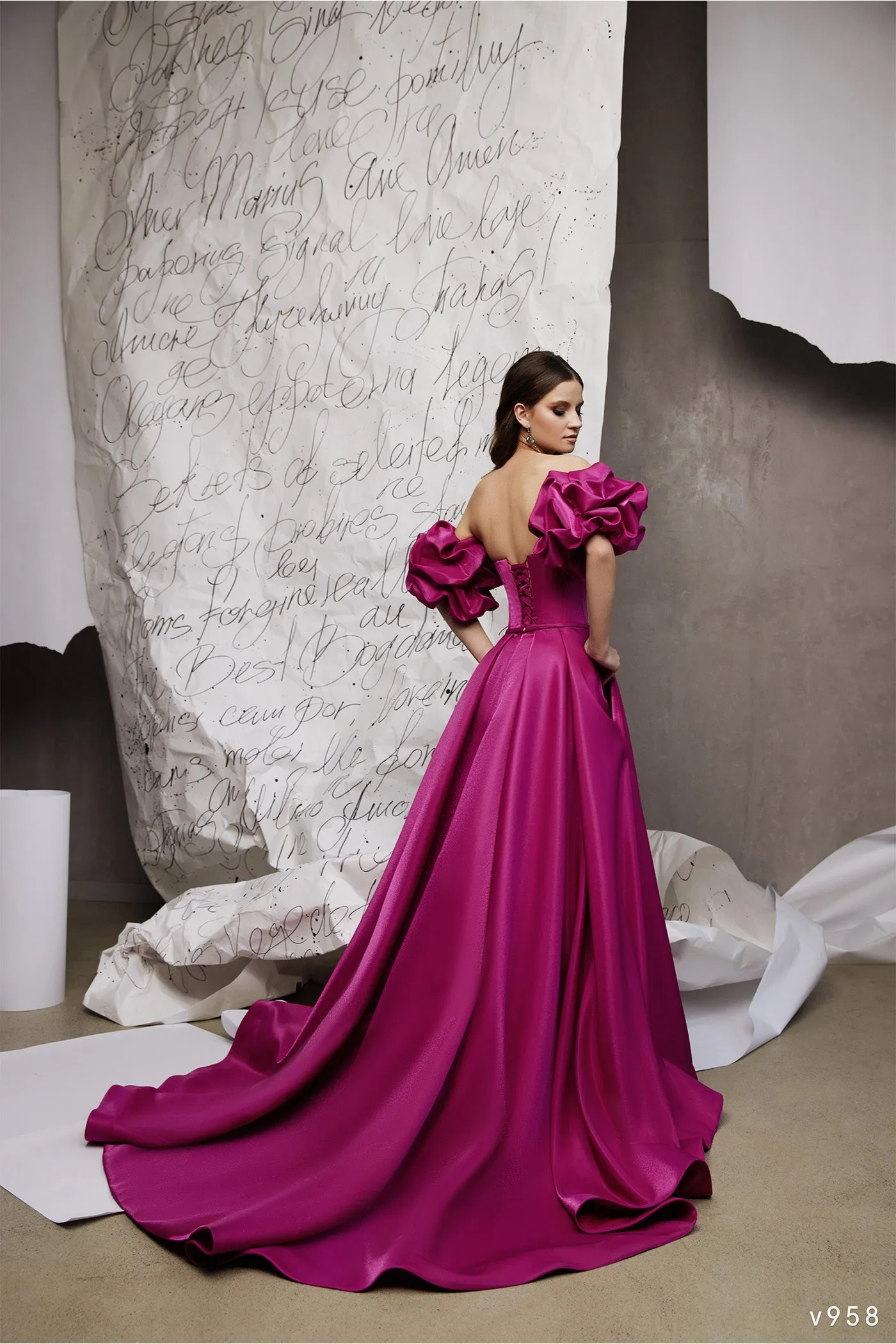 Off Shoulder Long Formal Gown in Satin