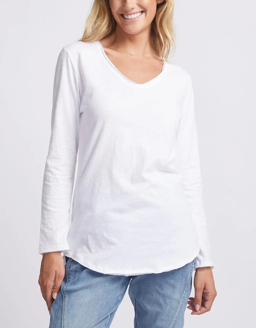 Original V-Neck Long Sleeve T-Shirt - White