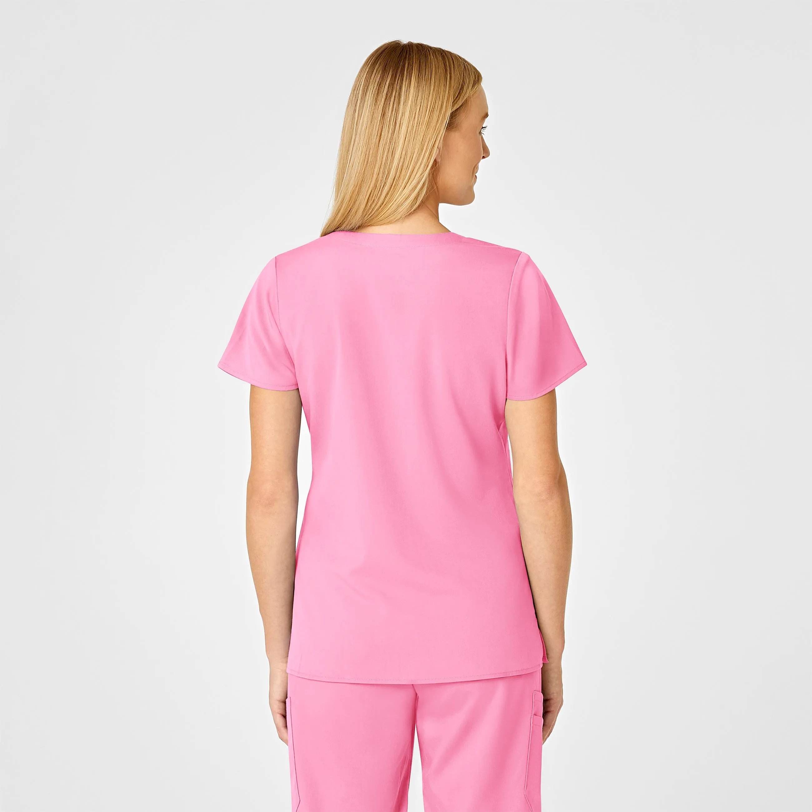 PRO Women's 4 Pocket Wrap Scrub Top - Pink Blossom