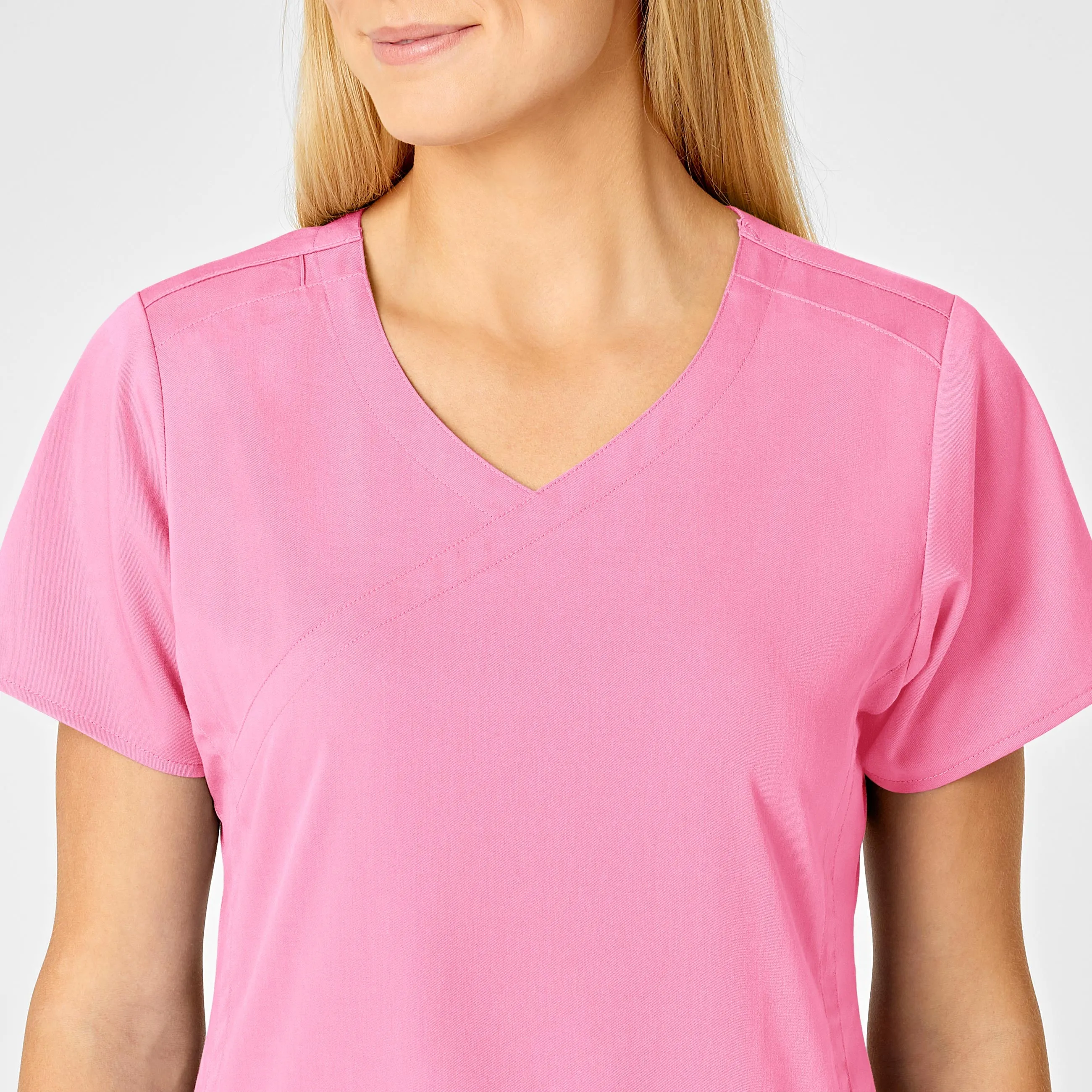 PRO Women's 4 Pocket Wrap Scrub Top - Pink Blossom