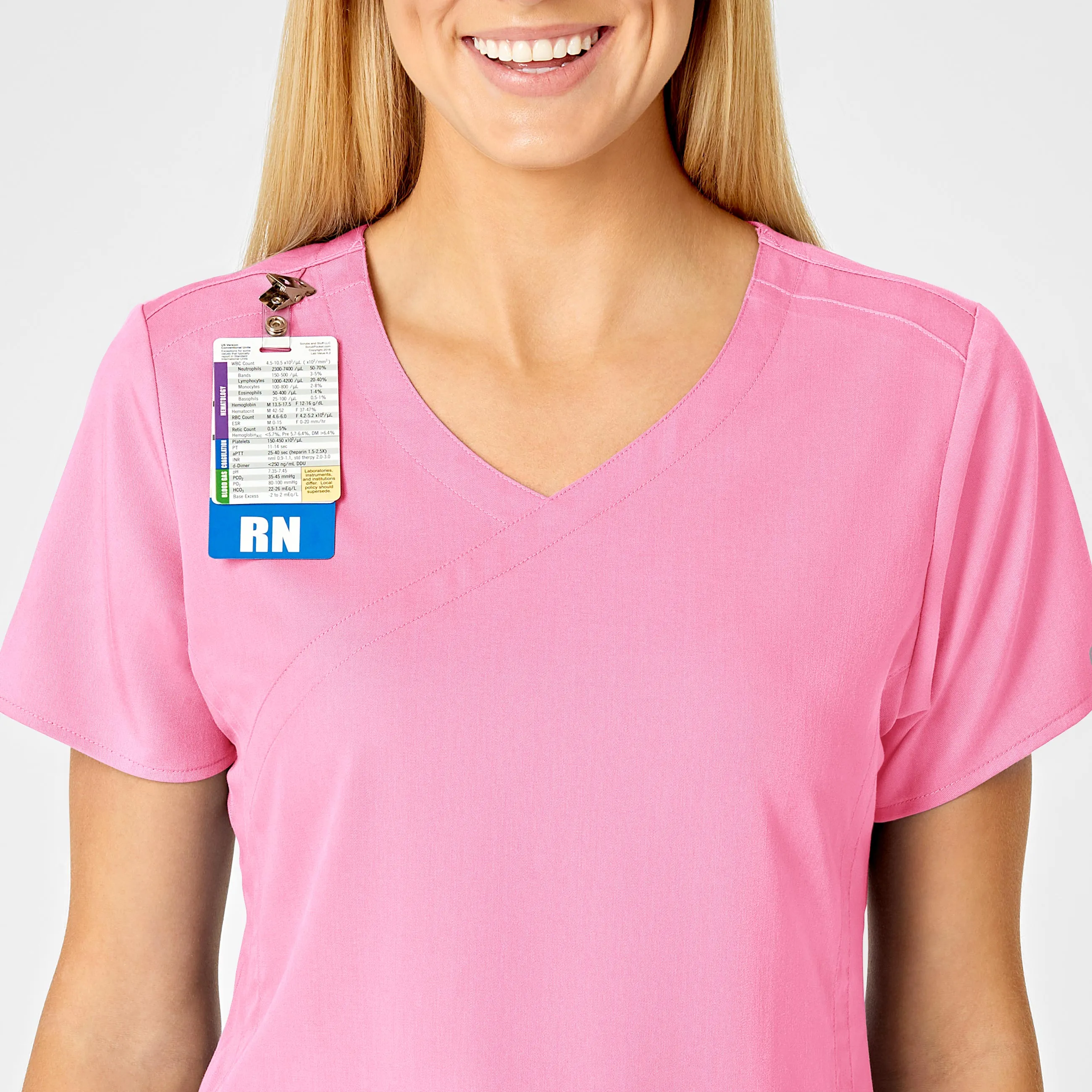 PRO Women's 4 Pocket Wrap Scrub Top - Pink Blossom