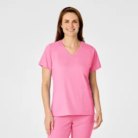 PRO Women's Four Pocket V-Neck Scrub Top - Pink Blossom