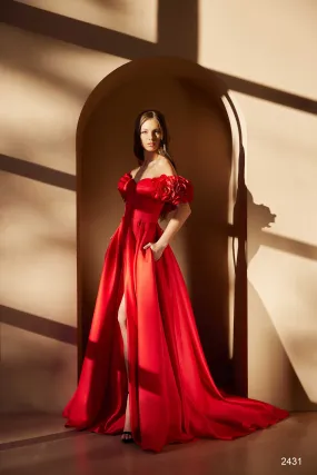 Romantic Off-Shoulder Satin Ball Gown